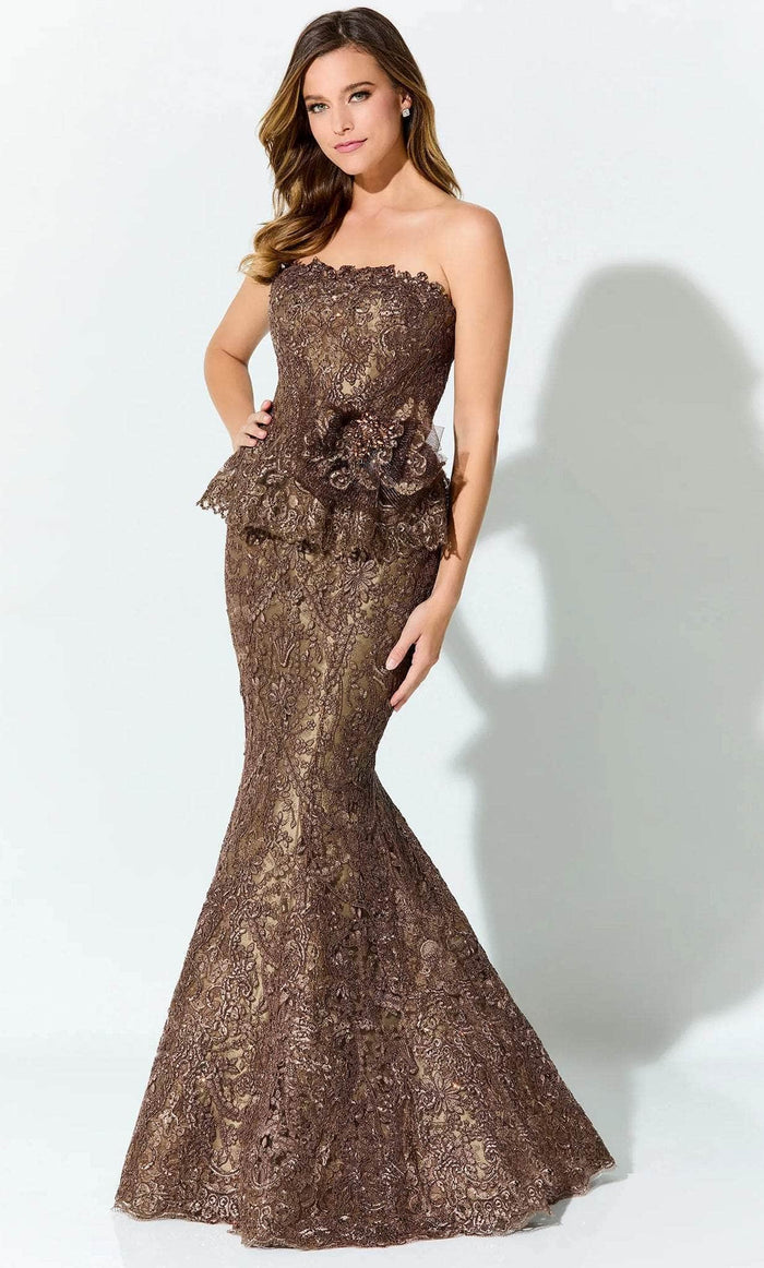 Ivonne D ID921 - Embroidered Mermaid Evening Gown Mother of the Bride Dress 6 / Bronze