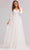 J'Adore Dresses J23012 - Quarter Sleeve Ruffled Skirt Prom Gown Prom Dresses 2 / Ivory