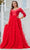 J'Adore Dresses J23012 - Quarter Sleeve Ruffled Skirt Prom Gown Prom Dresses 2 / Red