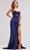 J'Adore Dresses J23026 - Applique Corset Evening Dress with Slit Special Occasion Dress 2 / Navy