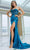 J'Adore Dresses J23026 - Applique Corset Evening Dress with Slit Special Occasion Dress 2 / Teal