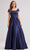 J'Adore Dresses J23032 - Cap Sleeve Satin Evening Dress Special Occasion Dress 2 / Navy