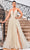 J'Adore Dresses J24038 - Plunging V-Neck Embroidered Evening Gown Evening Dresses 2 / Cream