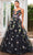 J'Adore Dresses J24046 - Floral Deep V-Neck Evening Gown Evening Dresses