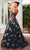 J'Adore Dresses J24046 - Floral Deep V-Neck Evening Gown Evening Dresses