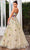 J'Adore Dresses J24046 - Floral Deep V-Neck Evening Gown Evening Dresses