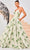 J'Adore Dresses J24052 - Printed Deep V-Neck Evening Gown Evening Dresses 2 / Green Print