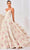 J'Adore Dresses J24052 - Printed Deep V-Neck Evening Gown Evening Dresses 2 / Pink Print