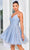 J'Adore Dresses J24084 - Lace-Up Back A-Line Cocktail Dress Cocktail Dresses 2 / Light Blue