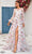 J'Adore Dresses J25004 - Floral Appliqued Bishop Sleeve Evening Dress Mother Of The Bride Dresses 2 / Pink