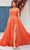 J'Adore Dresses J25009 - Cowl Neck Glitter Evening Dress Prom Dresses 2 / Orange