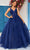 J'Adore Dresses J25028 - Embroidered Sheer Sleeveless Ballgown Prom Dresses 2 / Navy