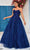 J'Adore Dresses J25029 - Lace-Up Back Sleeveless Ballgown Prom Dresses 2 / Navy