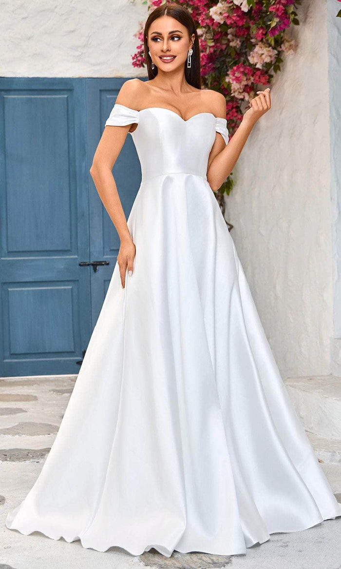 J'Adore Dresses J25039 - Off-Shoulder A-Line Prom Gown Prom Dresses 2 / Ivory