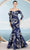 Janique 2601 - Off Shoulder Floral Evening Dress Evening Dresses 0 / Navy