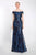 Janique 92125 - Sequined Off Shoulder Evening Gown Evening Dresses 12 / Navy/Blue