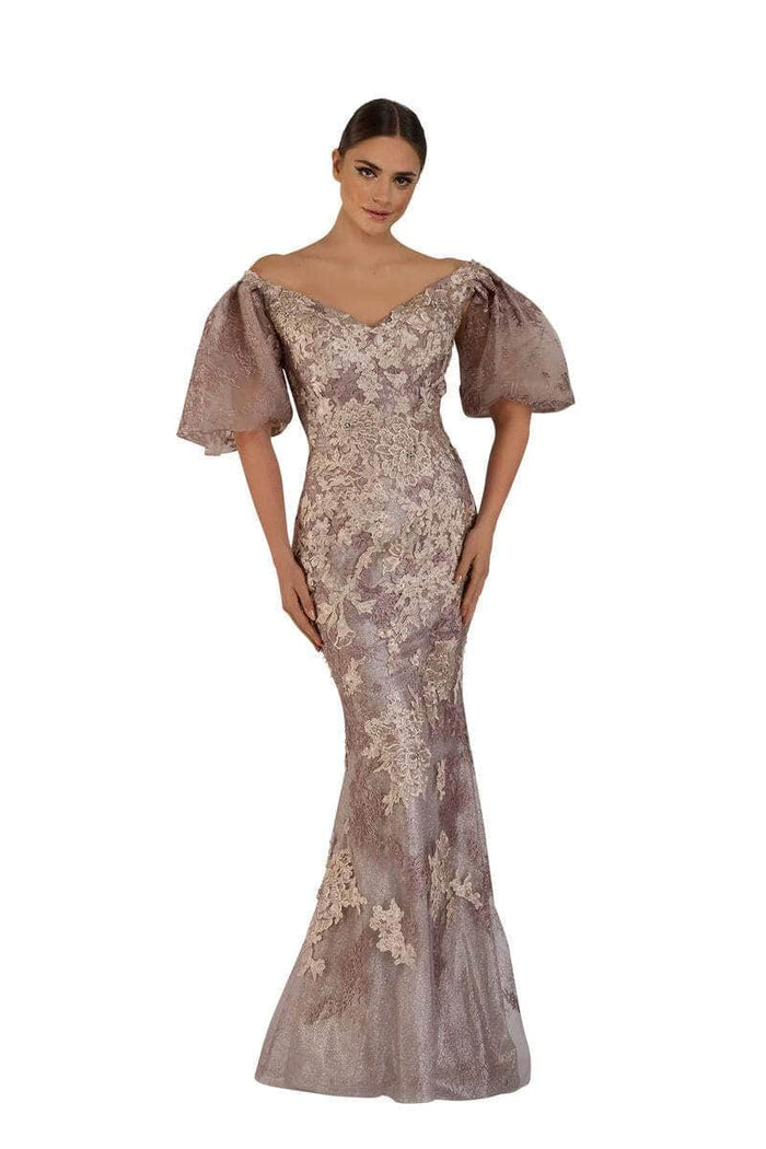 Janique W2409 - Bell Sleeve Embroidered Evening Dress Special Occasion Dress 12 / Champagne