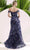 Janique W3017 - Off-Shoulder Floral Print Prom Gown Prom Dresses 16 / Navy Print