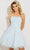 Jasz Couture 1215 - Strapless Floral Embellished Cocktail Dress Cocktail Dress 000 / Sky Blue