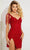 Jasz Couture 1224 - Sweetheart Fringed Sleeve Cocktail Dress Special Occasion Dress 000 / Red