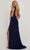 Jasz Couture 7433 - Embroidered Plunging V-Neck Prom Dress Evening Dresses 00 / Navy