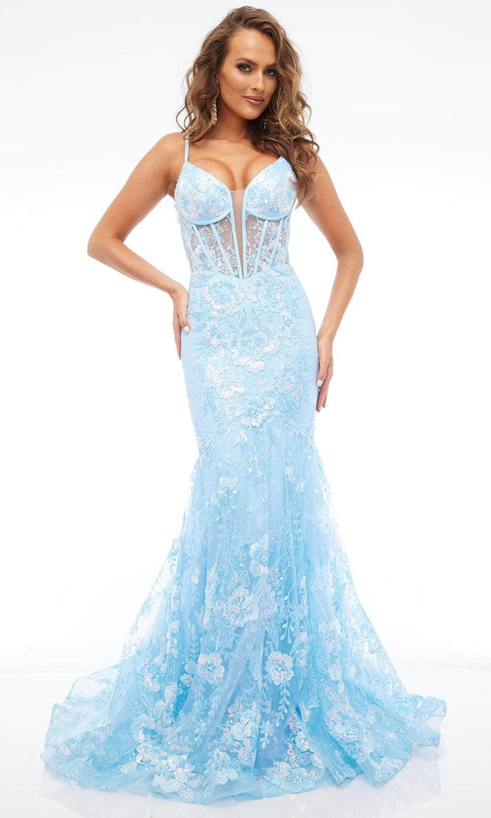 Jasz Couture 7657 - Applique Mermaid Dress with Lace-Up Back Special Occasion Dress