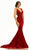 Johnathan Kayne 2308 - Plunging V-Neck Velvet Evening Dress Evening Dresses 00 / Red