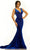 Johnathan Kayne 2308 - Plunging V-Neck Velvet Evening Dress Evening Dresses 00 / Royal