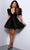 Johnathan Kayne 2515 - Puff Sleeve Shimmer Cocktail Dress Cocktail Dresses 00 / Black