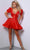 Johnathan Kayne 2515 - Puff Sleeve Shimmer Cocktail Dress Cocktail Dresses 00 / Cherry