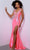 Johnathan Kayne 2867 - Plunging V-Neck Rhinestone Embellished Prom Gown Prom Dresses 00 / Bubblegum