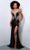 Johnathan Kayne 2882 - Side Cut-Out Detailed Plunging V-Neck Prom Gown Prom Dresses 00 / Black