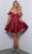 Johnathan Kayne 2887S - Feather Accent V-Neck Cocktail Dress Homecoming Dresses 00 / Fuchsia