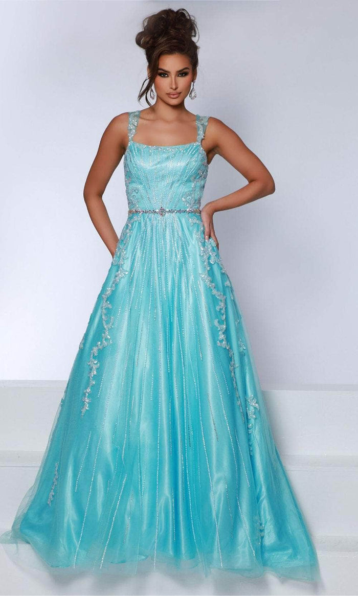 Johnathan Kayne 2895 - Sleeveless Scoop Neck Ballgown Prom Dresses 00 / Aqua