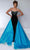 Johnathan Kayne 2945 - Contrast Overskirt Evening Gown Evening Dresses 00 / Black-Turquiose