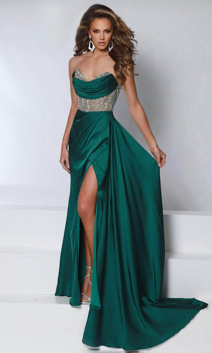 Johnathan Kayne 2952 - Draped Corset Evening Gown Prom Dresses 00 / Emerald