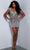 Johnathan Kayne 2978 - Feather Accent Deep V-Neck Cocktail Dress Homecoming Dresses 00 / Silver