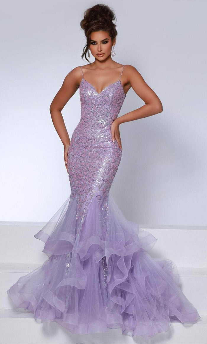 Johnathan Kayne DKS1 - Embellished Mermaid Evening Gown Prom Dresses 00 / Lilac