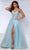 Johnathan Kayne DKS4 - Glitter Corset Evening Gown Prom Dresses 00 / Cinderella Blue