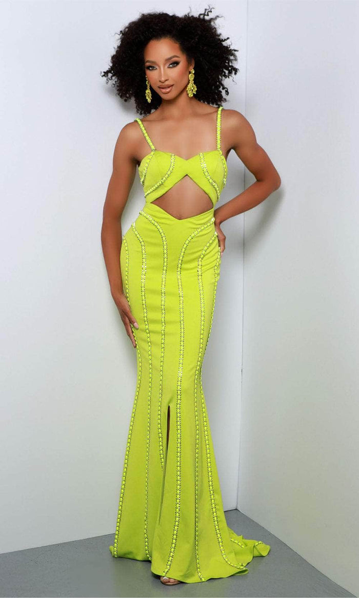 Johnathan Kayne DNP1 - Cutout Mermaid Evening Gown Prom Dresses 00 / Chartreuse