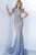 Jovani 02326SC - Feather Trim Sheath Evening Dress Evening Dresses 20 / Vintage Blue