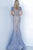 Jovani 02326SC - Feather Trim Sheath Evening Dress Evening Dresses 20 / Vintage Blue