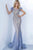 Jovani 02326SC - Feather Trim Sheath Evening Dress Evening Dresses 20 / Vintage Blue