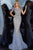 Jovani 02326SC - Feather Trim Sheath Evening Dress Evening Dresses 20 / Vintage Blue