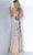 Jovani 02479SC - Plunging V-Neck Cut-Glass Prom Dress Prom Dresses 6 / Nude