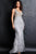 Jovani - 03023 Sheer Bodice Beaded Adorned Feather Fitted Evening Gown Prom Dresses 00 / Grey/Silver