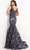 Jovani - 04585 Plunging V-Neck Mermaid Prom Gown Evening Dresses 4 / Navy