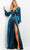 Jovani 06221SC - Metallic Long Sleeve Evening Gown Evening Dresses 22 / Teal