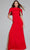 Jovani 06538 - High Neck Cape Evening Gown Special Occasion Dress 00 / Red