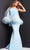 Jovani 07361SC - Feather Cape Evening Dress Evening Dresses 00 / Light-Blue